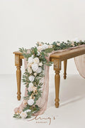 Artificial Flower Garland 6 Ft Eucalyptus, White and Beige