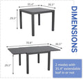 Dining Table - Extendable Aluminum Patio Table, 35 to 71 Inch, Dark Gray