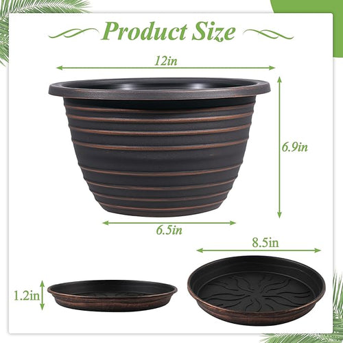 12 Inch Plastic-Flower Pot-for-Indoor Plants, 3 Pack Large planters - Image 2