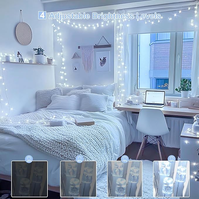 String Lights, 800 White LED Christmas Lights with Remote and Timer