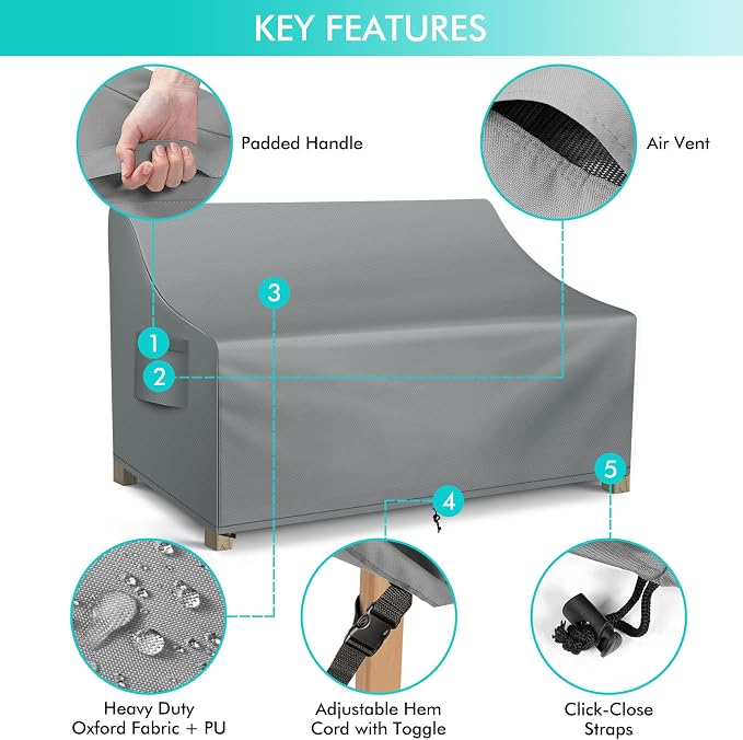 WLEAFJ Patio Sofa Cover Waterproof, Outdoor Loveseat Cover, Heavy Duty Outdoor - Image 3