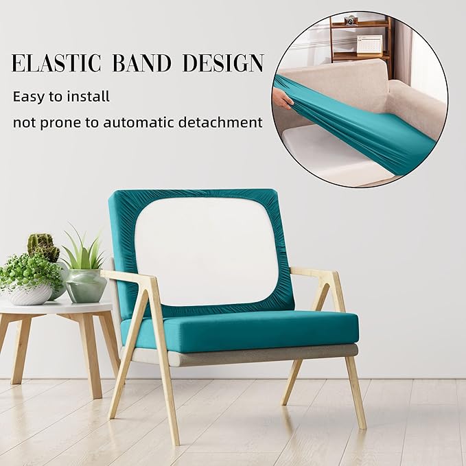 Sofa Covers, 8-Piece Stretch Outdoor Cushion Set in Peacock Blue