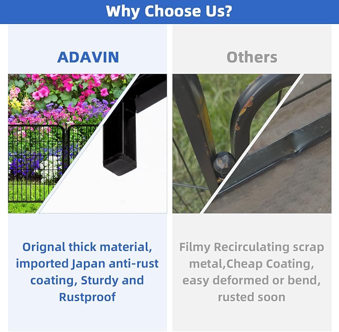 ADAVIN Tall Garden Fence with Gate, 48 in 4 Panels Heavy Duty Iron Metal - Image 5