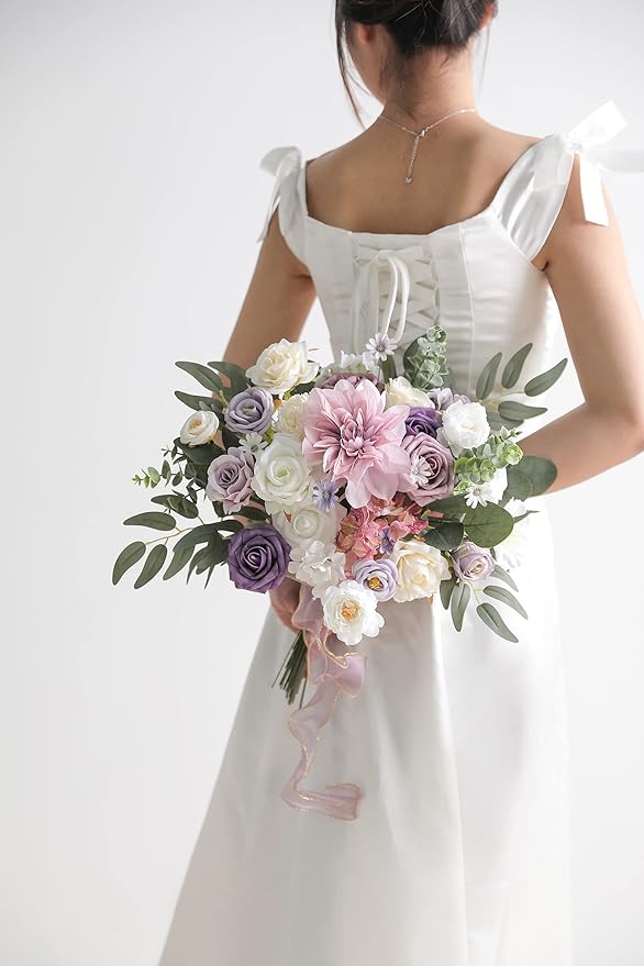 Artificial Flowers in Light Purple, 31 Flower Heads with Wired Stems