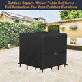 Furniture Set Cover for 4-Chair Square Patio Table, 600D Waterproof Black