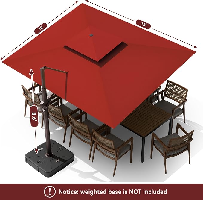 10 X 13 FT Cantilever Outdoor Patio Umbrella - Image 8