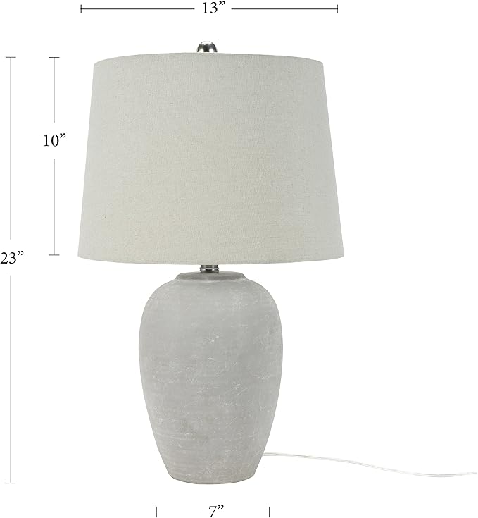 Table Lamp with Distressed Grey Ceramic Base and Grey Shade