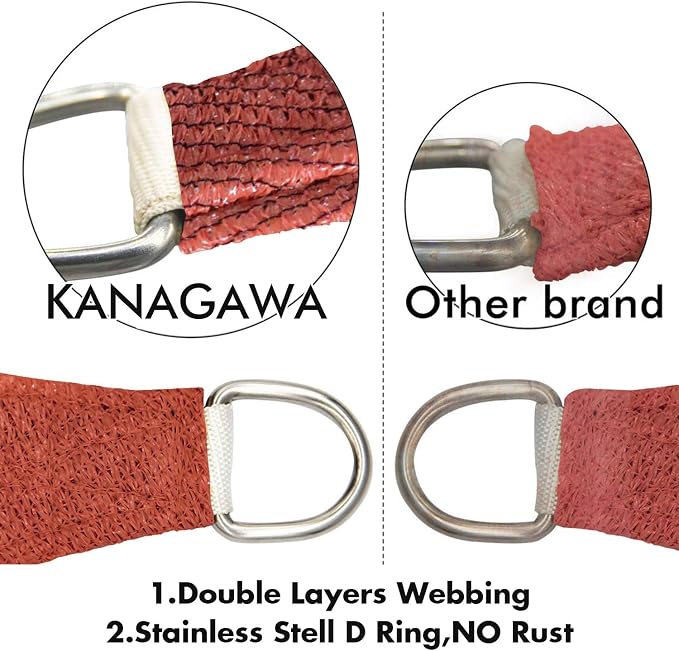 KANAGAWA Sun Shade Sail 15'x15'x21' Rust Red Triangle UV Block Canopy Cover - Image 4
