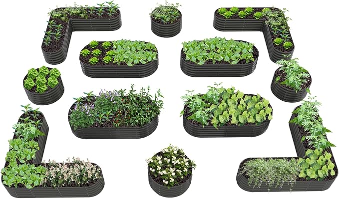 A ANLEOLIFE 12-Pack Galvanized Raised Garden Beds Outdoor, Whole Backyard Farm by AAnleolife