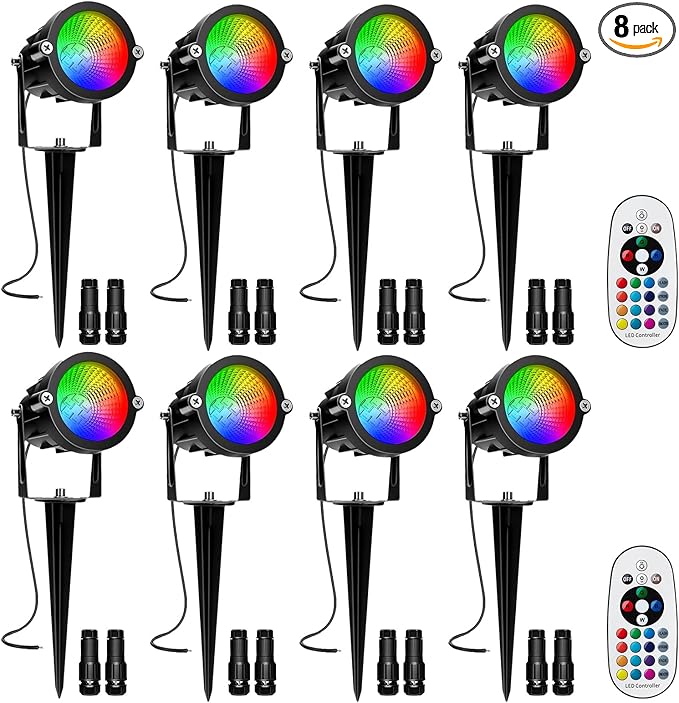 RGBW Low Voltage Landscape Lights, 10W 12/24V Color Changing Landscape Lighting by REEGOLD