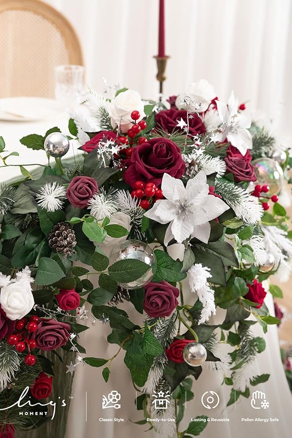 Artificial Flowers Garland, 9 FT Silk Eucalyptus Vine for Wedding Tables