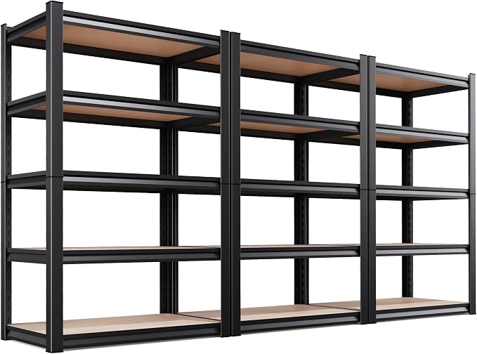 Set of 3 Garage Shelving Heavy Duty Storage Shelves, Metal Adjustable Shelving by Unknown