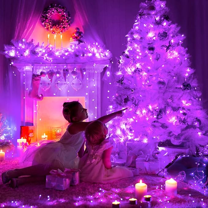String Lights, 168 ft Purple Halloween with 600 LEDs and Remote