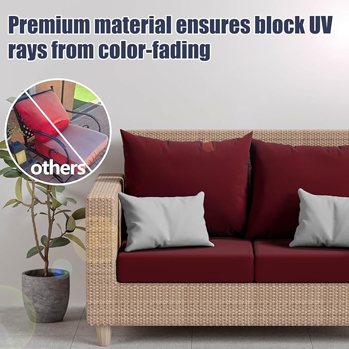 Cushion Covers, 8 Pack Stretch Fit in Wine-Red, Machine Washable