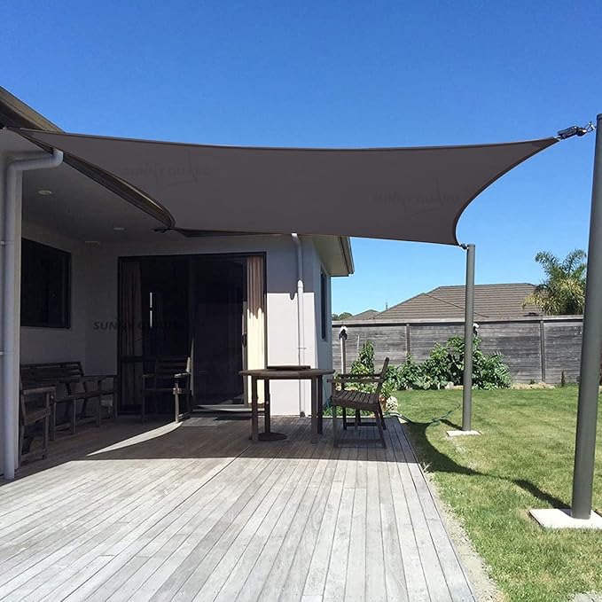 SUNNY GUARD Custom Size 14'x20' Dark Grey Sun Shade Sail Rectangle UV Block by SUNNYGUARD