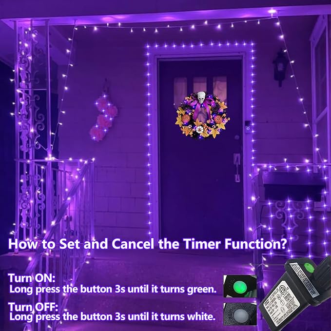 String Lights 500 LED, 165ft Purple Outdoor Halloween Decor