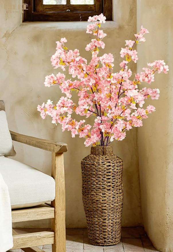 Artificial Cherry Blossom Branches, Pink Silk, 39.3 in, Set of 3