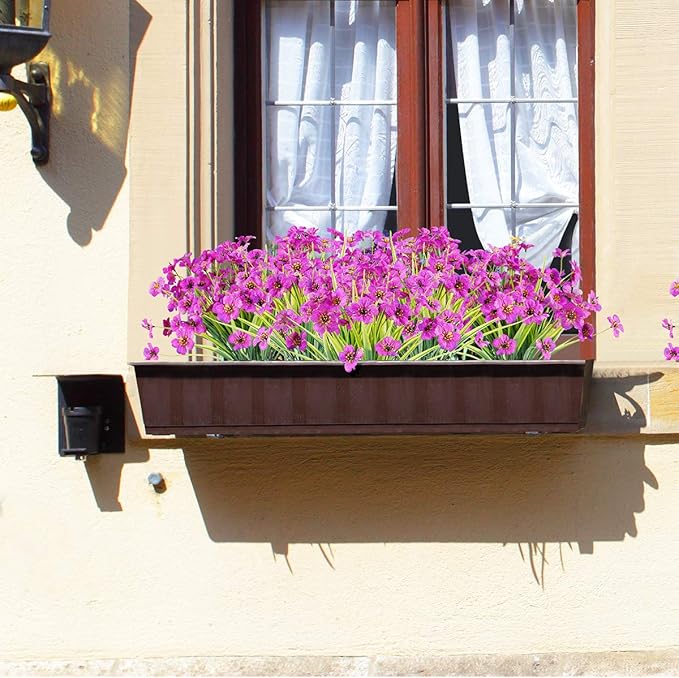Artificial Plants Greenery, 30 Bundles Purple UV Resistant Outdoor Flowers