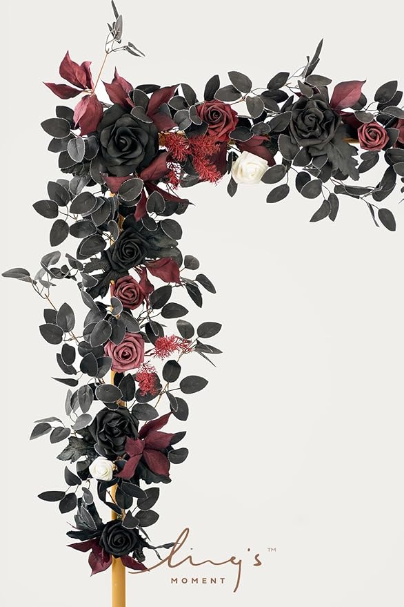 Artificial Flower Garland 5 Ft Foam Rose Vine in Burgundy and Dusty Rose