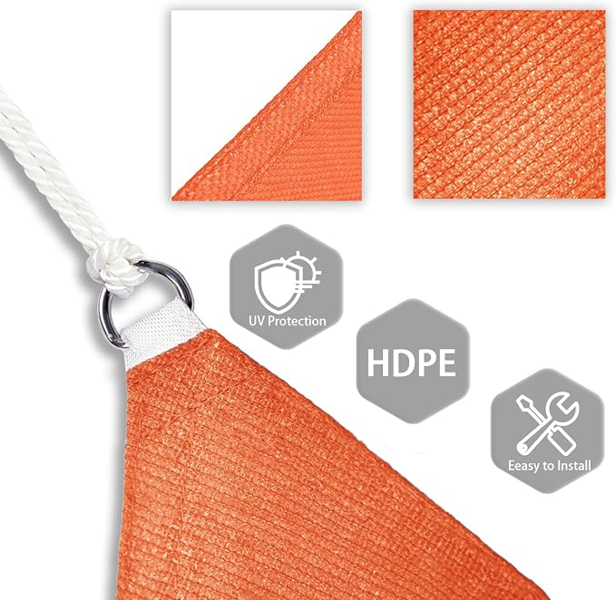 Patio Paradise 5' x 5' x 5' Sun Shade Sail Triangle Canopy Shade Cloth Fabric - Image 3