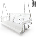 Wooden Porch Swing 3-Seater, High Backrest and Deep Seat, Bench Swing by FortuneCandy
