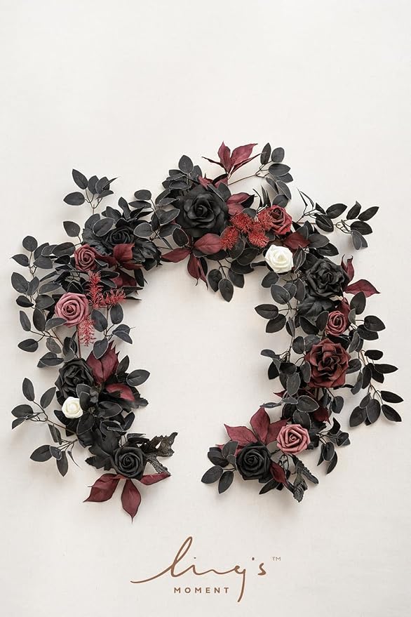 Artificial Flower Garland 5 Ft Foam Rose Vine in Burgundy and Dusty Rose