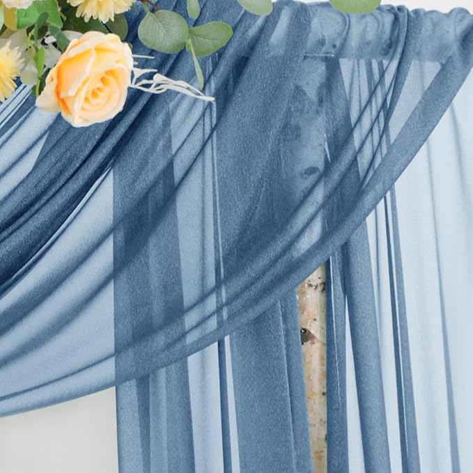 Outdoor Curtains: Dusty Blue Chiffon Arch Draping, 29 Inch Wide, 2 Panels