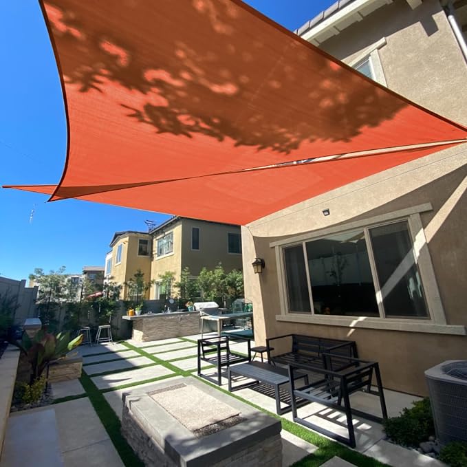 SUNLAX Sun Shade Sail 15' x 15' x 15' Terra Red Rectangle Canopy Sail Shade by SUNLAX