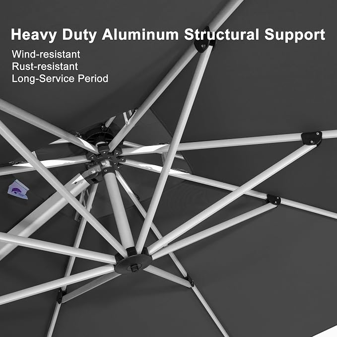PURPLE LEAF 9ft Patio Umbrella Outdoor Square Umbrella Large Cantilever - Image 3