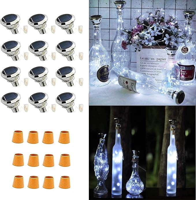 Solar String Lights for Wine Bottles, 20 Cool White Fairy Lights