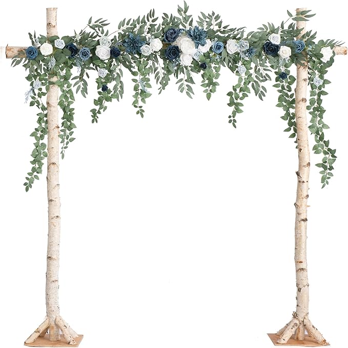 Artificial Flower Garland 78 Inch Dusty Blue and Navy Silk Arch Swag