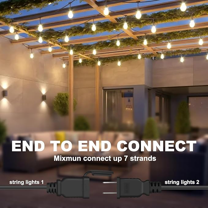 String Lights 50 FT Black Cord, Warm Yellow LED with Remote