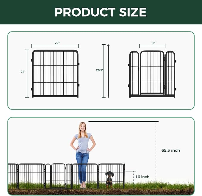FXW Garden Fence Outdoor for The Yard – 24in x 15.2ft Heavy Duty Metal Animal - Image 5