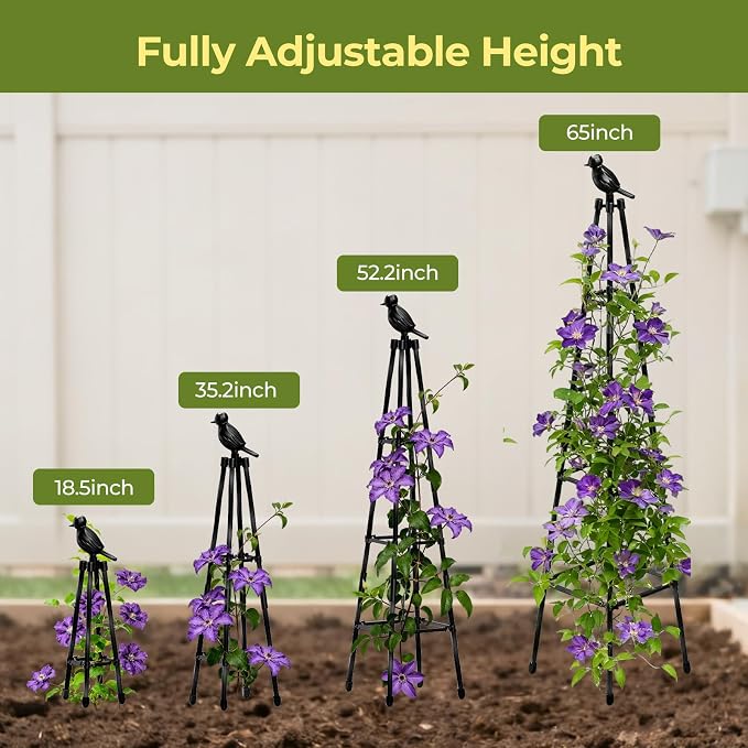 2 Pack Garden Trellis for Climbing Plants Outdoors, 65Inch Cucumber Trellis - Image 3