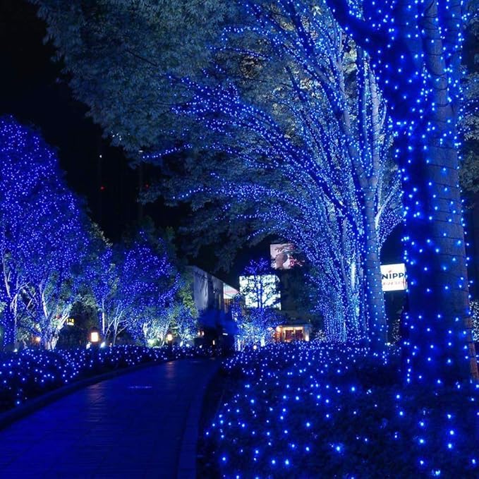 String Lights 72 ft Solar Powered Blue LED, 8 Modes, IP65 Waterproof