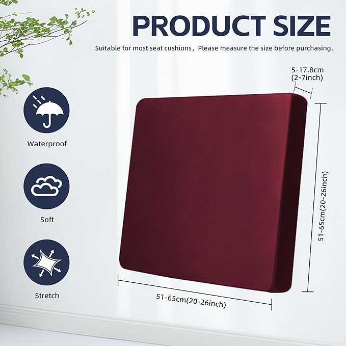 Cushion Covers, Stretch Fit 8-Pack for 20-27 Inch Patio Cushions in Claret