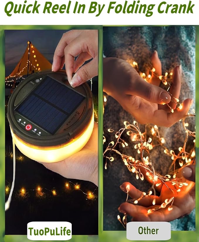 String Lights, 150 LED Solar Lantern with Remote and USB Charging