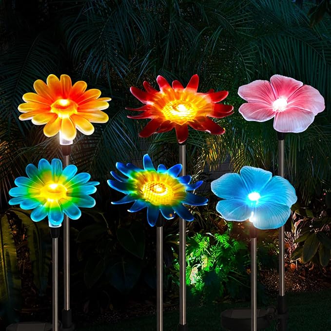 EiGreen 6 Pack Solar Garden Lights Outdoor Decor, Stake Yard Figurine Colorful by EigreenSolaroutdoorlights