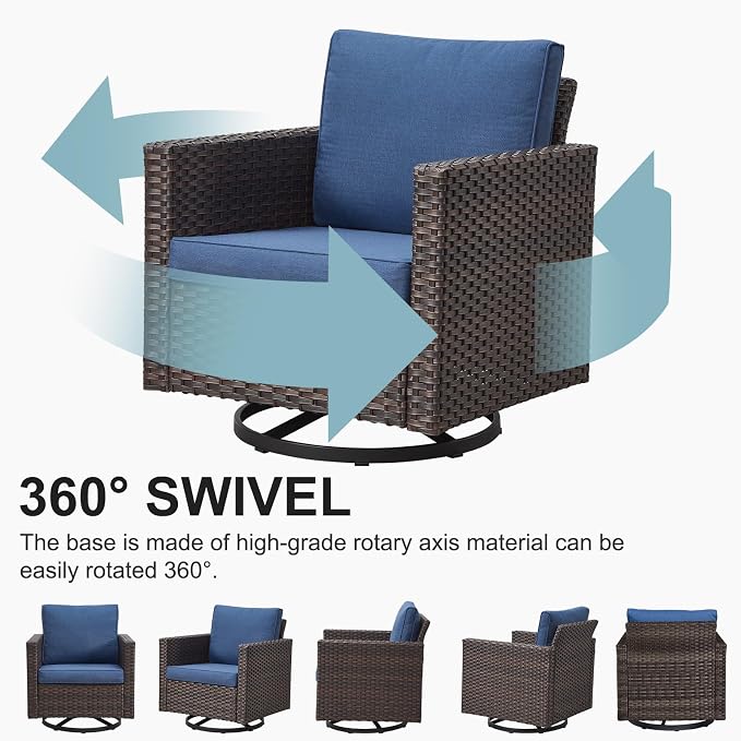 Belord 6 Piece Outdoor Furniture Patio Wicker Sofa Set, Oversize Outdoor Swivel - Image 5