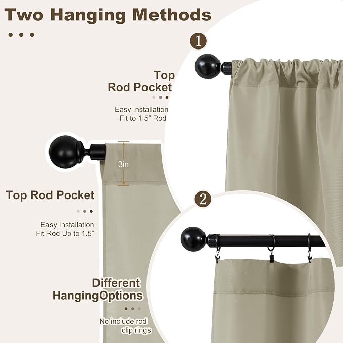 Outdoor Curtains in Taupe, 6 Panels, Waterproof Polyester, 54x95 Inch