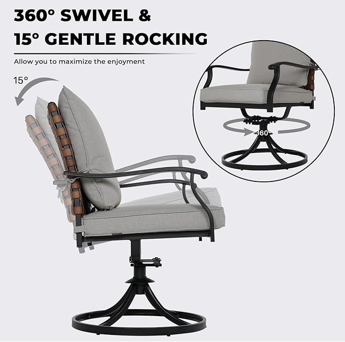 Grand patio 2-Piece Outdoor Dining Chair Set, 2 Leather-Look Wicker 360-Degree - Image 2