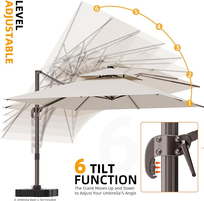 9' X 12' Cantilever Outdoor Patio Umbrellas Double Top Large Rectangle Umbrella - Image 6