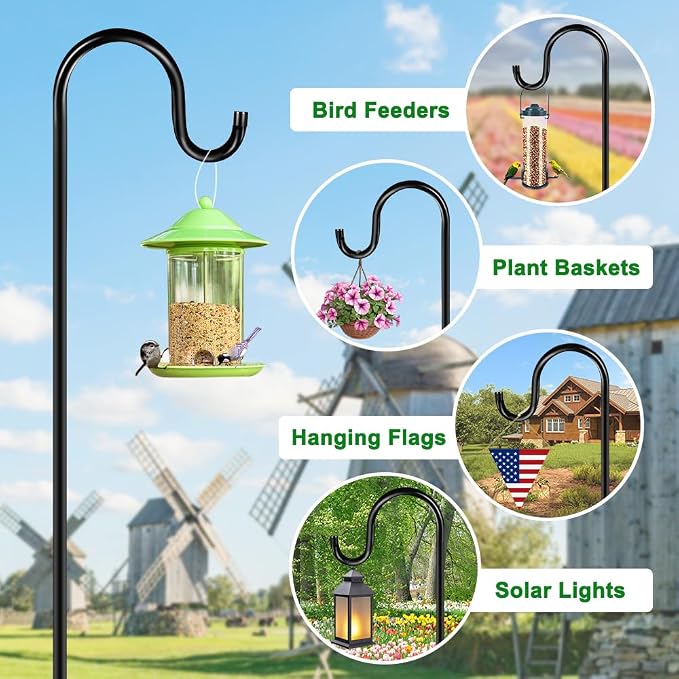 60" Shepherds Hooks for Outdoor, Heavy Duty Bird Feeder Pole for Hummingbird - Image 5