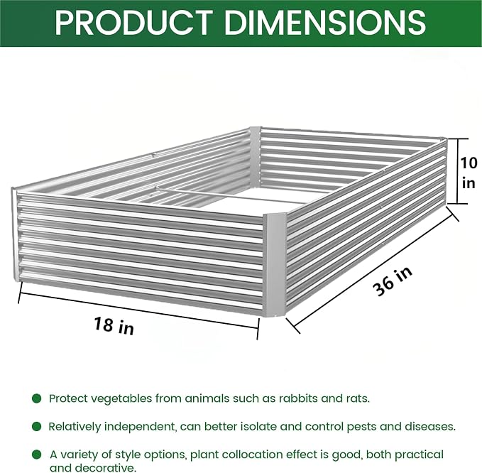 FRIZIONE 3pcs Galvanized Raised Garden Bed Outdoor, Above Ground Garden Bed - Image 3