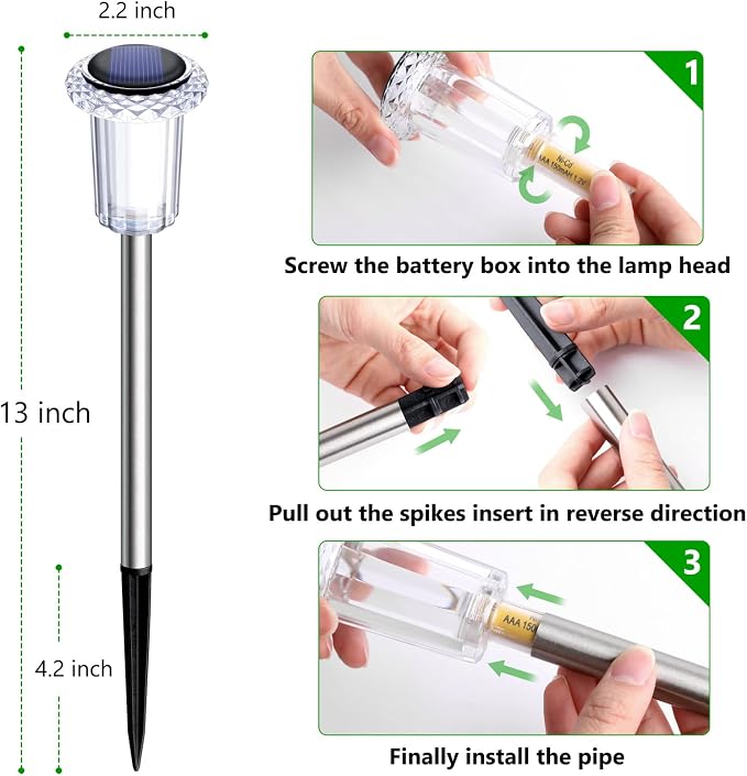 Solar Pathway Lights 10 Pack Christmas Solar Lights Outdoor Waterproof 6000K - Image 4