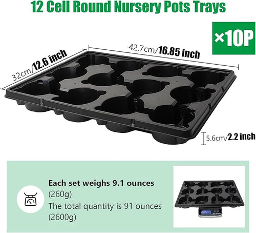 12 Cell Round Nursery Pots Trays Thickened Durable Seedling Pots Shuttle - Image 2