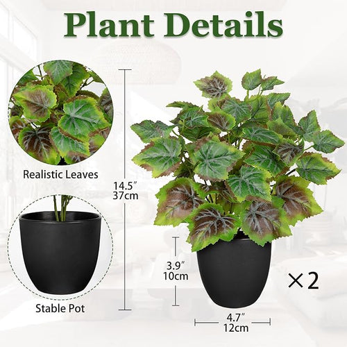 14.5" Artificial Plants Indoor Home Decor, Fake Potted Silk Plants - Image 2