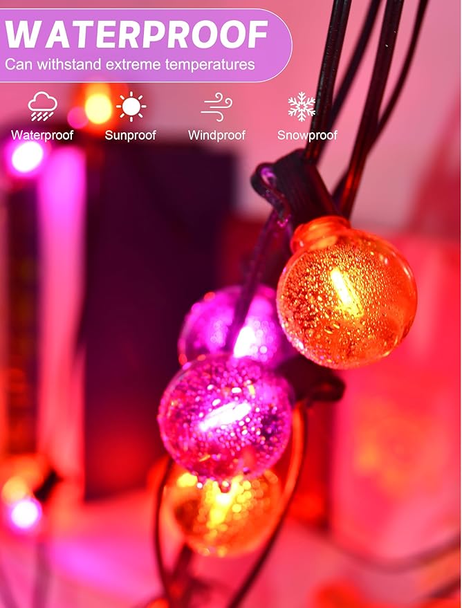 String Lights 25 ft G40 LED Halloween Globe, Orange and Purple