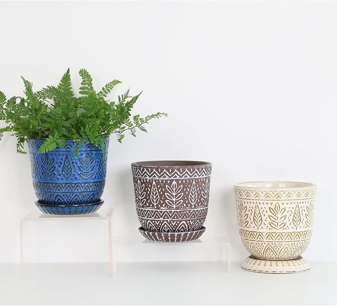 Gepege Beaded Ceramic 6 Inch Planter Set of 2 - Image 8
