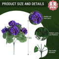 Artificial Flowers, Purple Silk Geranium, 6 Bundles, Indoor Outdoor